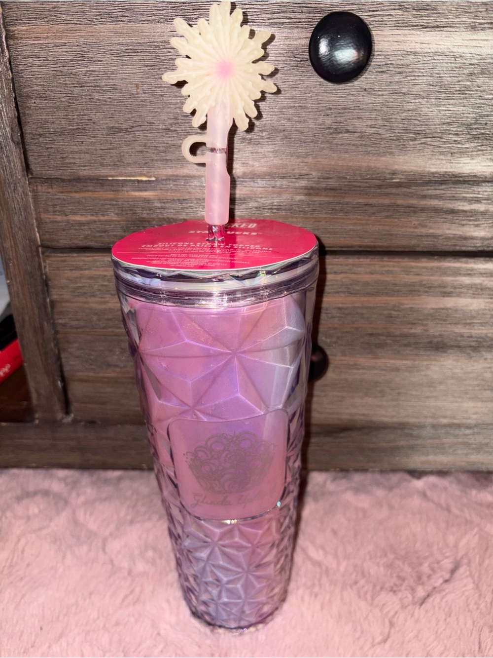 NWT Starbucks x Wicked Glinda Pink Prism Tumbler 24oz Wand Straw Topper